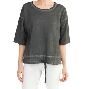 MYSTREE | GREY DROP SHOULDER DRAWSTRING TOP SZ SM